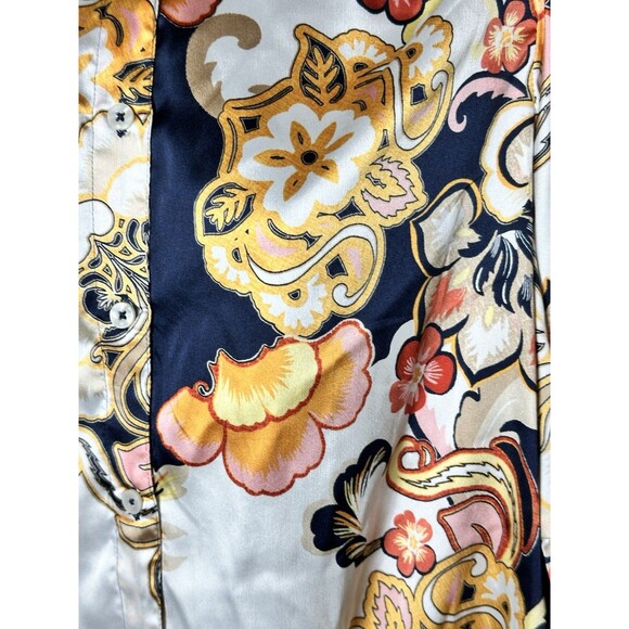 Chico’s Button Up Tie Front Satin Ruffle Sleeves Blouse Sz 1.5 - Picture 4 of 9